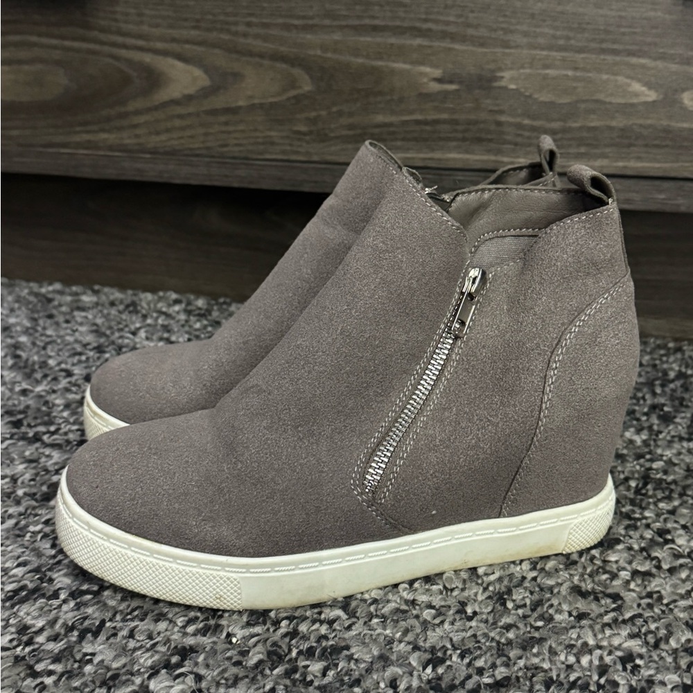 Stylish Taupe Wedge Ankle Boots
